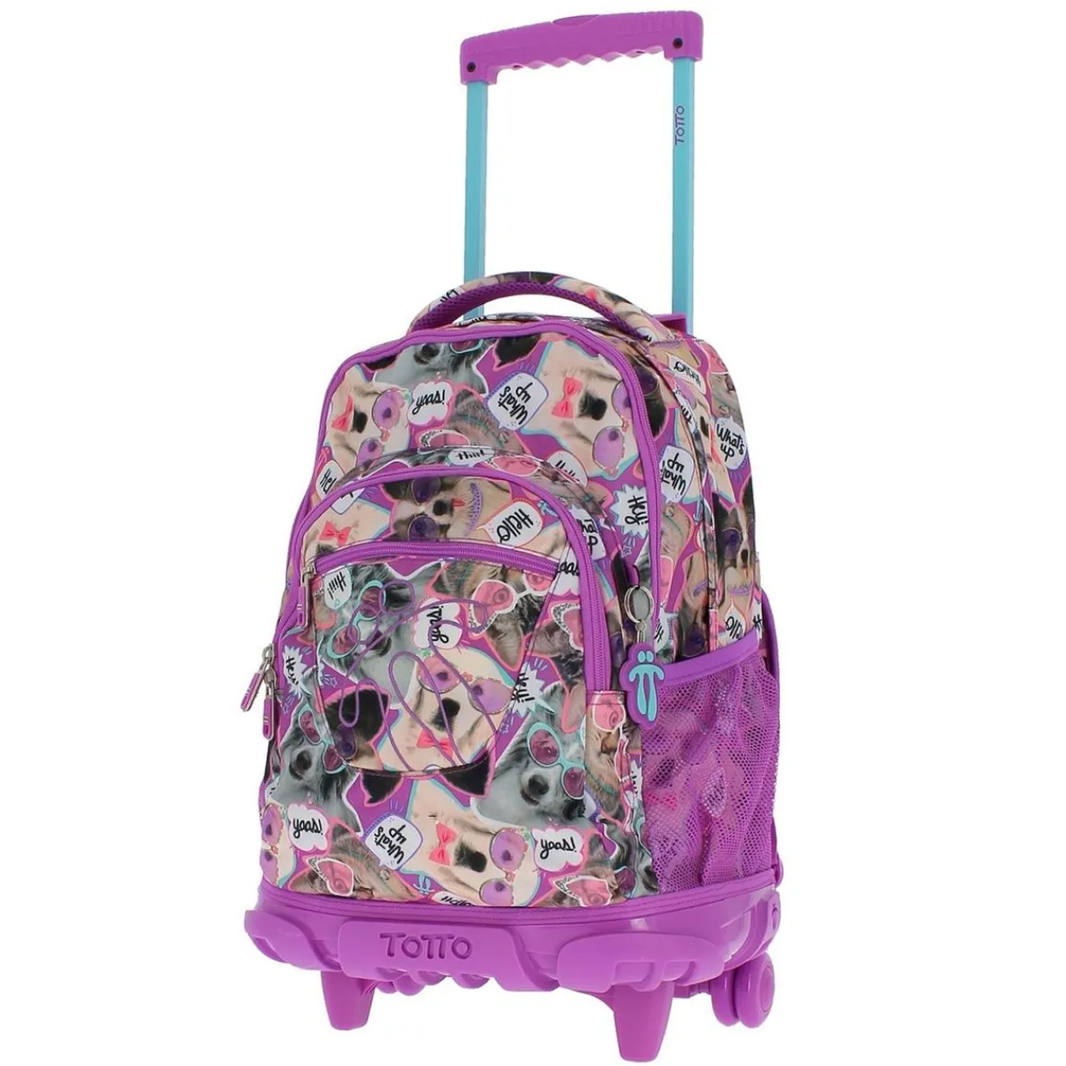 - Mochila escolar con ruedas Renglones - Perritos*TOTTO New