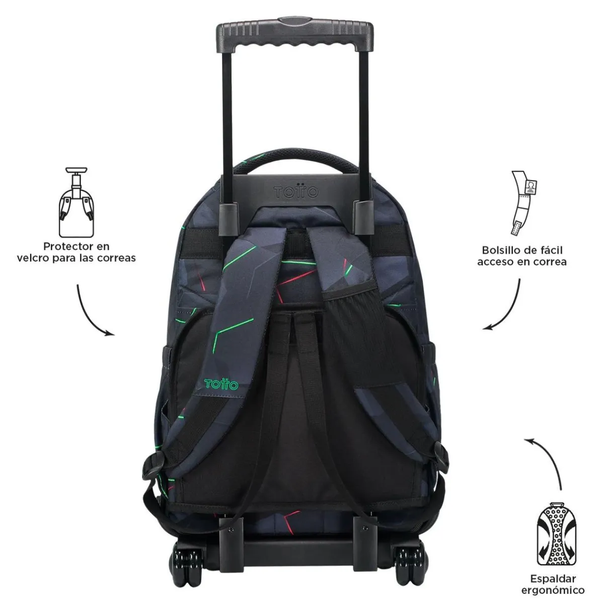 - Mochila escolar con ruedas fractal Renglones*TOTTO Clearance