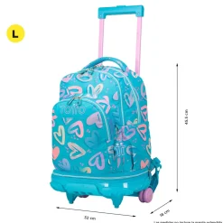 - Mochila escolar ruedas desmontable corazones pintados Tiza*TOTTO