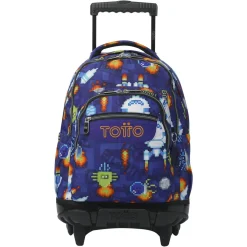 Best - Mochila Renglones con ruedas Space Blue Material Escolar