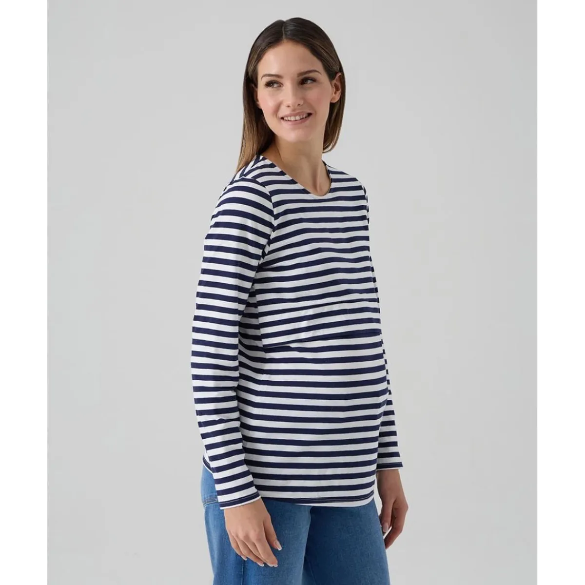 Hot T-shirt de lactancia rayas blancas y azules Moda·Camisetas|Premamá·Moda