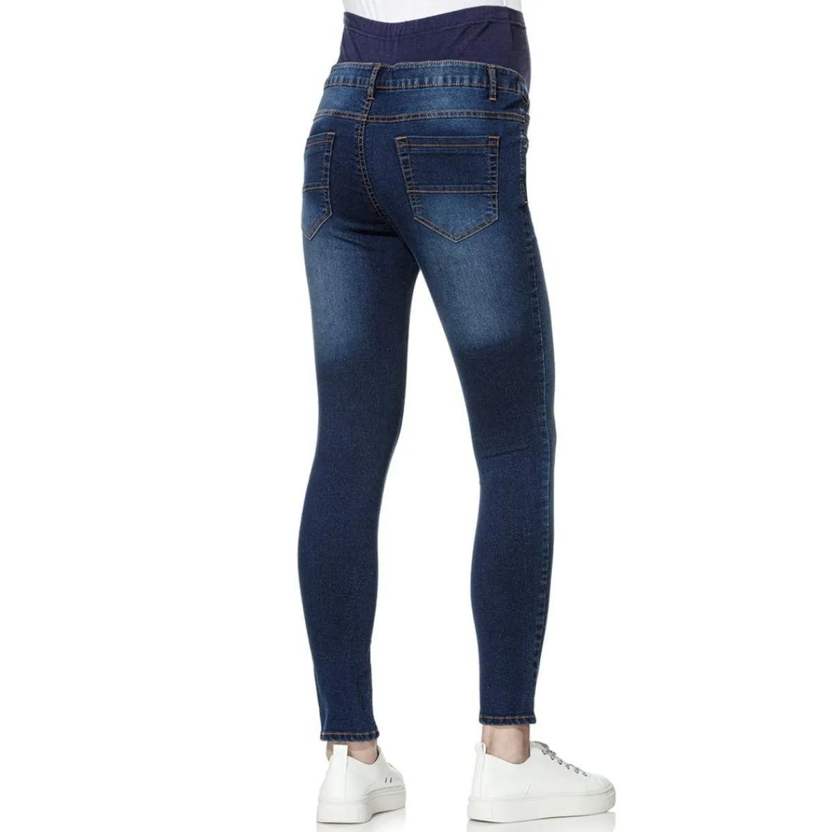Online Vaqueros premamá en denim elástico con banda alta en la cintura Moda·Pantalones, Faldas Y Leggins|Premamá·Moda