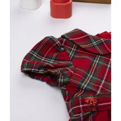 Vestido tartán rojo niña con cuello redondo*Prenatal Clearance