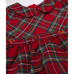 Vestido tartán rojo niña con cuello redondo*Prenatal Clearance