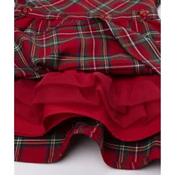 Vestido tartán rojo niña con cuello redondo*Prenatal Clearance