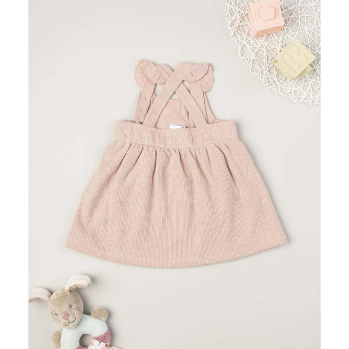 Vestido tipo peto de niña en rosa con conejitos*Prenatal Discount