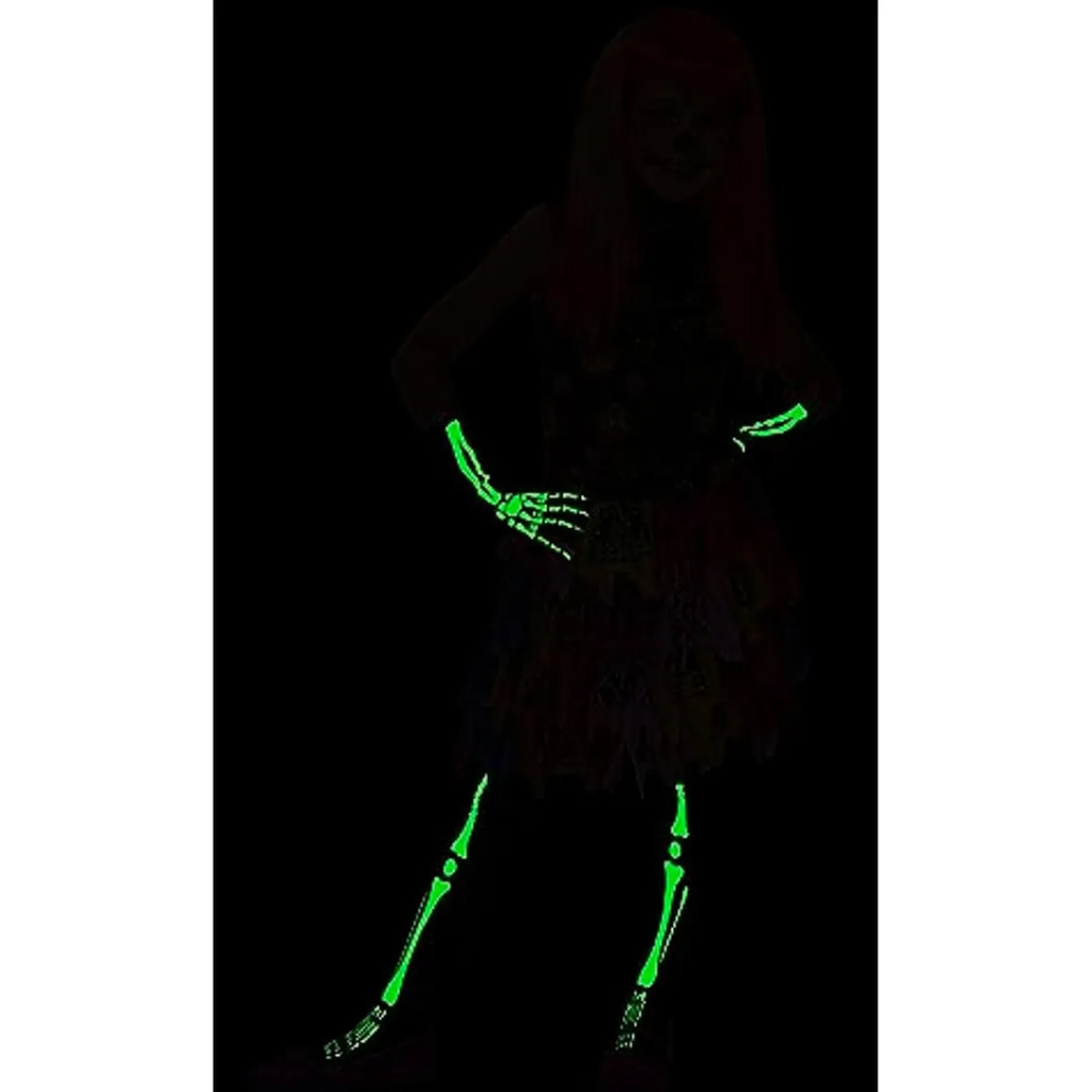 Vestido y medias efecto glow in dark para Halloween, Carnaval, Fiestas y cumpleaños ㅤ*RUBIE'S Best