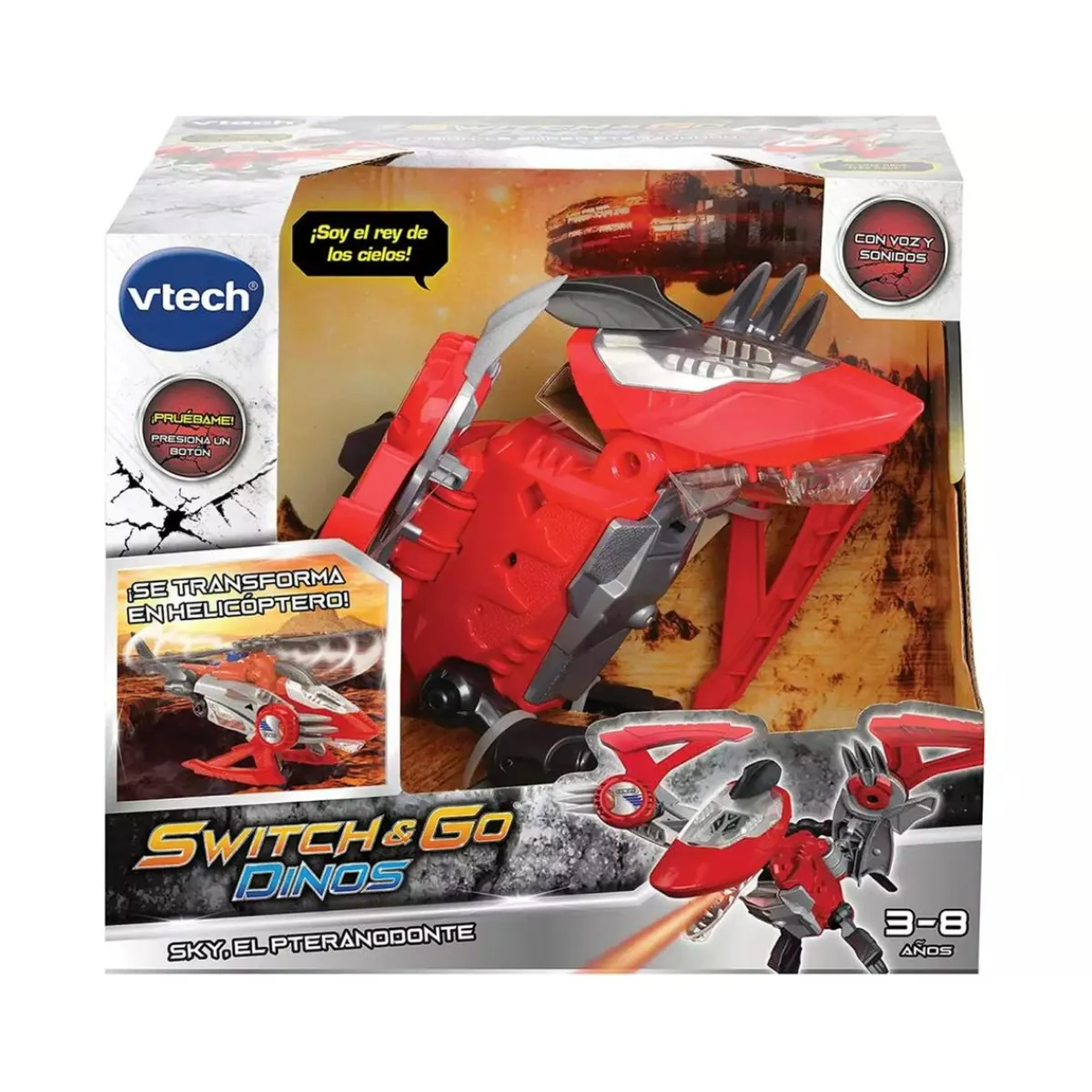 Outlet - Dinosaurio transformable en vehículo Switch&Go Dinos, Sky pteranodonte ㅤ Coleccionables Y Mini Mundos